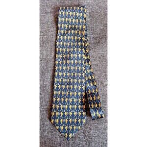 Tie 70s 80s 90s Y2K Mens Sinsabang Silk Blue Yellow 3.5 Wide 58 Long